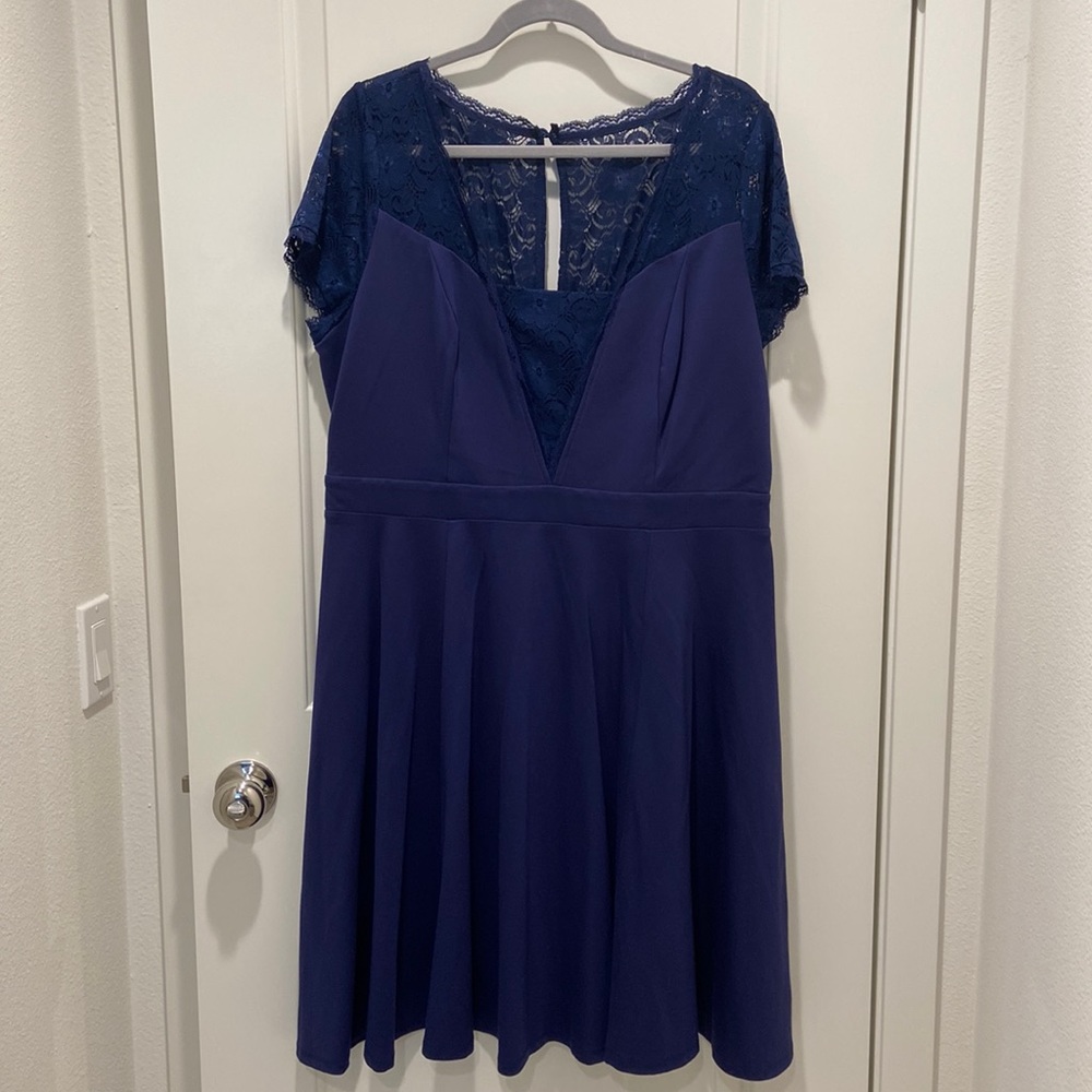 Navy blue knee-length cocktail dress